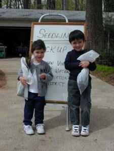 Kids at seedling sale